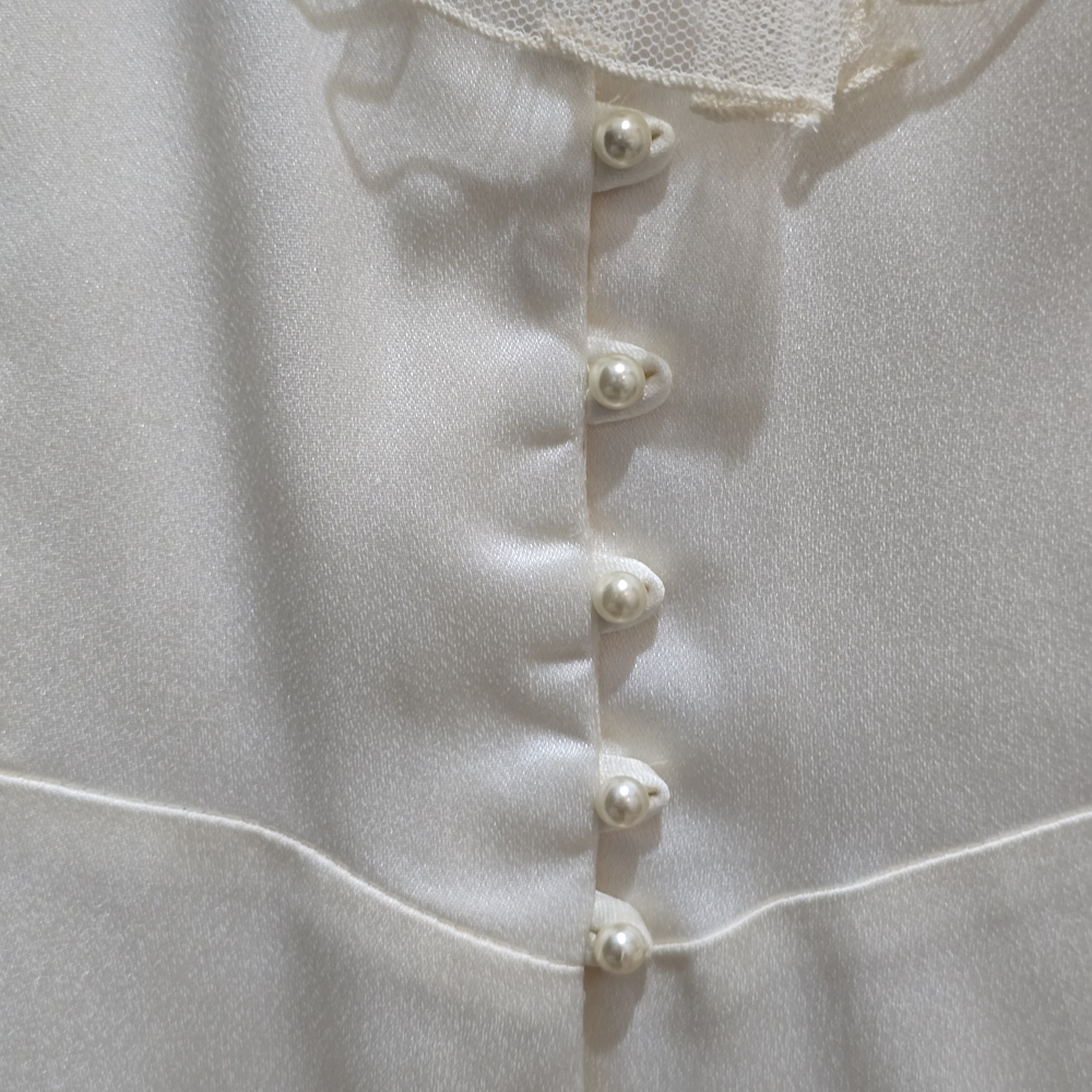 Gunne Sax Ivory Lace Ruffle Blouse Size 11 - Picture 2 of 6